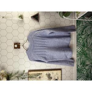 Flat White Light Blue Knit Sweater with Back Ribbon Tie Detail - Size - Medium